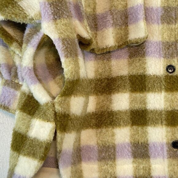 Zara Oversized Shacket Women's M/L Multicolor Plaid Wool Blend Button Up Pockets - Picture 4 of 7